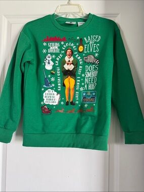 Kids' Green Elf Graphic Sweatshirt - Holiday Top (1066)